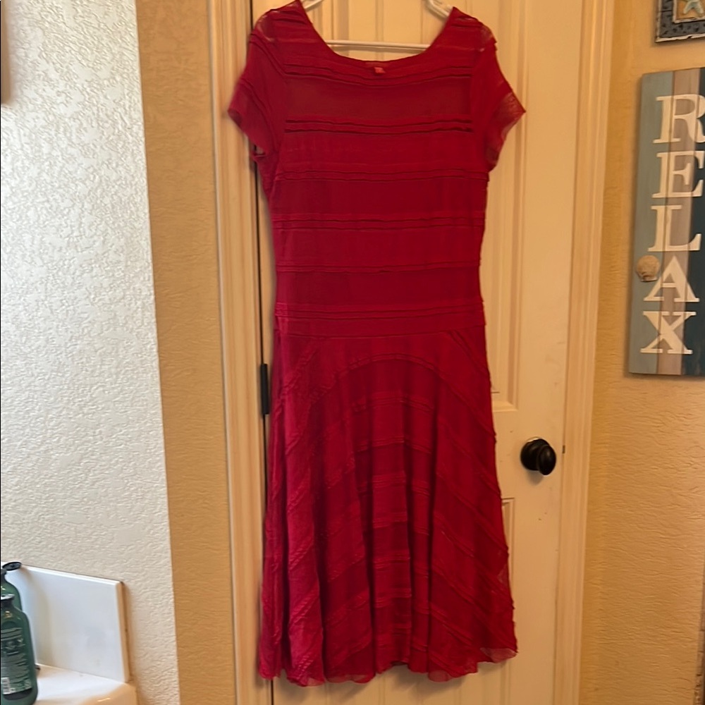 Signature by Sangria Red A-line Midi Dress for Wedding Guest